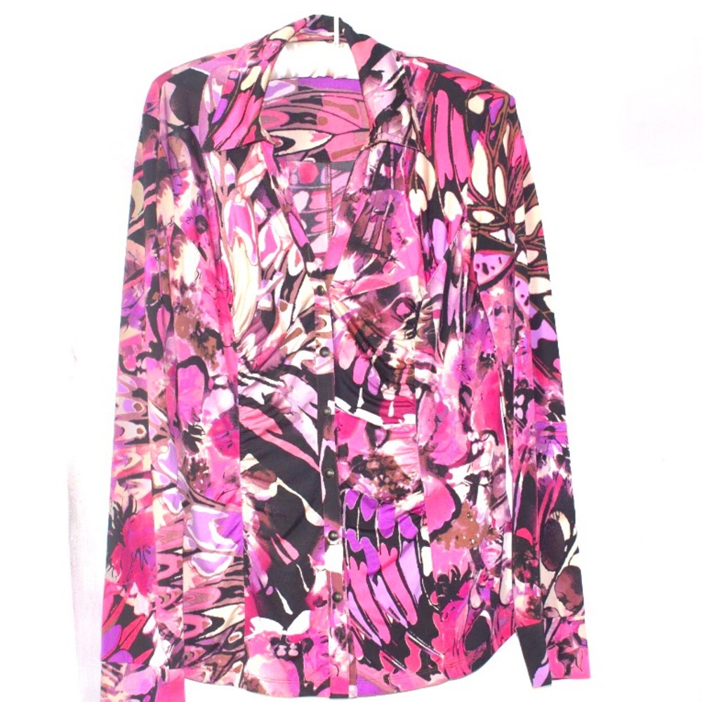 Cache Women’s multi color pink  blouse top shirt